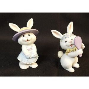 Vintage George Good Bunny Rabbit Fluffy Tail Mirror Blue Apron Easter Bunny